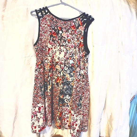 Y2K Vtg L Patchwork Unique Shoulder Sex In The City Cottagecore Boho Midi Dress - Picture 1 of 3